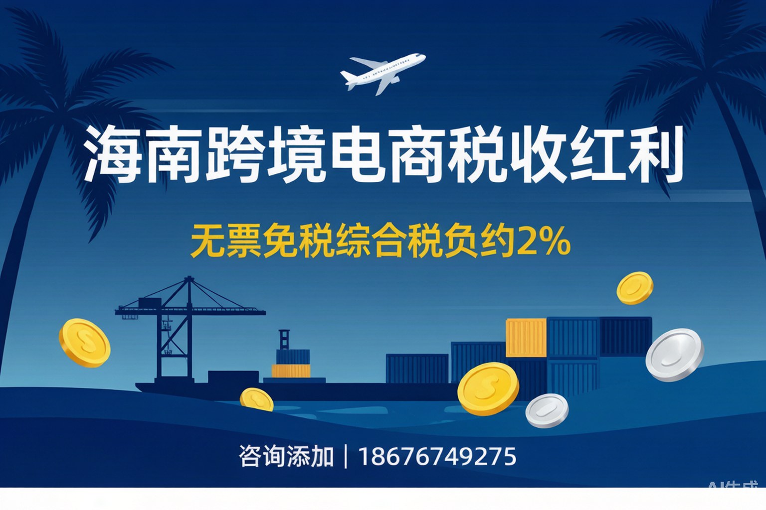 海南跨境电商税收红利落地：无票免税叠加小微优惠，综合税负约2%
